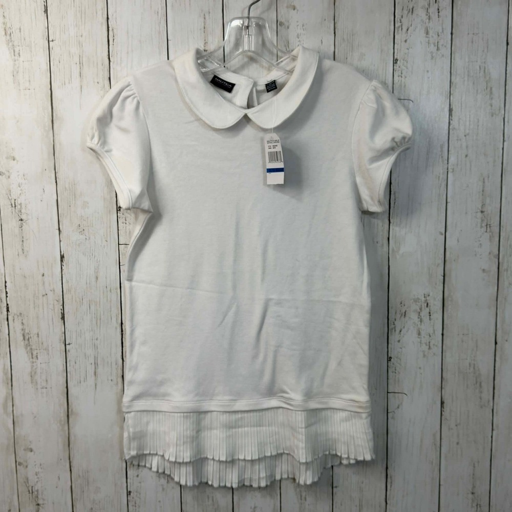 Nautica NWT Girl's School Uniform White Peter Pan Collar Top‎ Size XL Regular